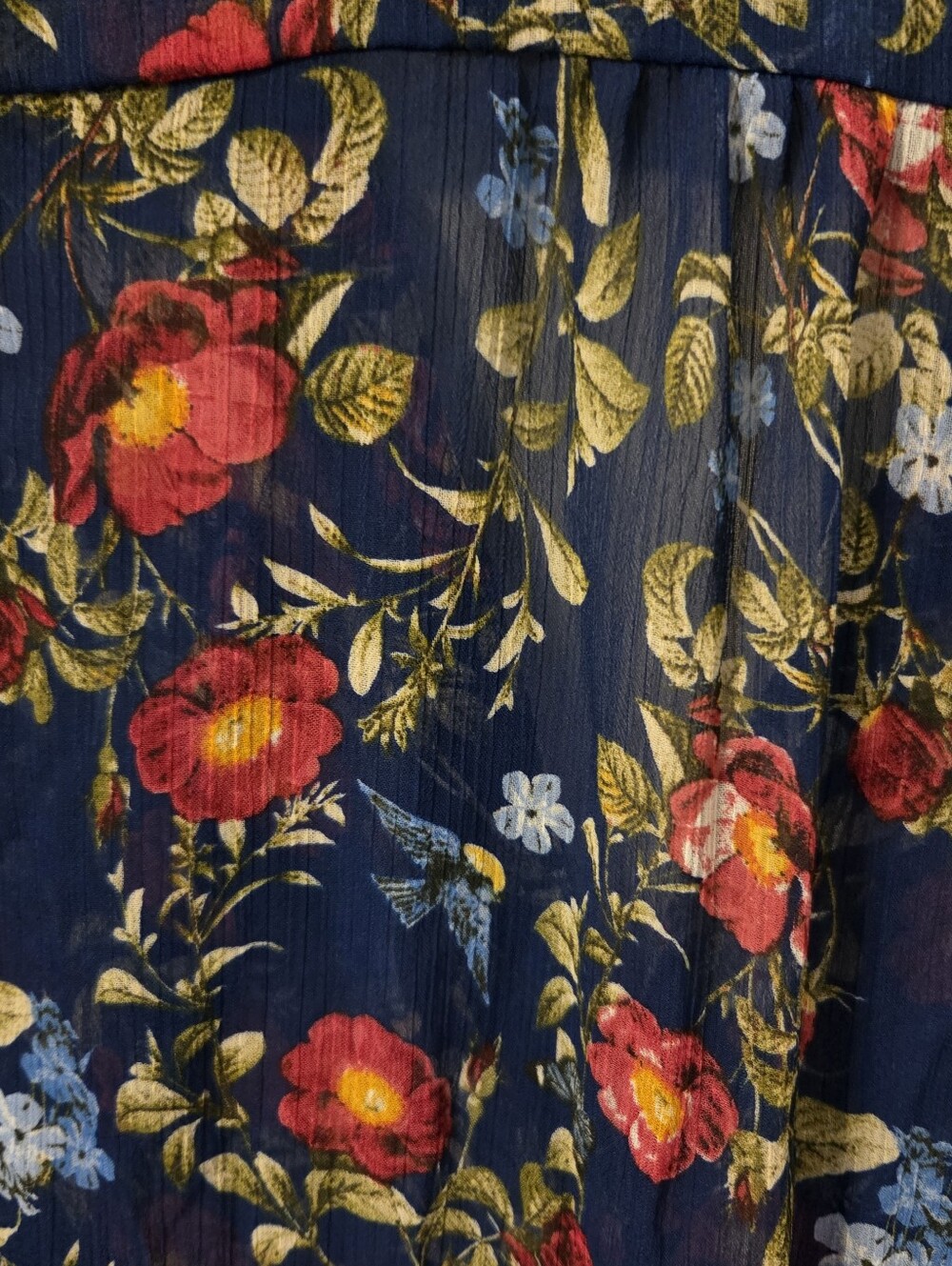 Kut From The Kloth Women's Blue Semi Sheer Floral Fairy Button Shirt Blouse XL - Picture 4 of 7